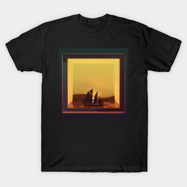 Tall ship papercut style artwork T-Shirt by vixfx